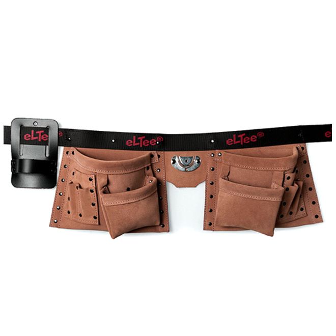 Dubbele gereedschapsgordel 10 vakken met rolmaathouder en hamerhouder | CAL-L2 | Eltee