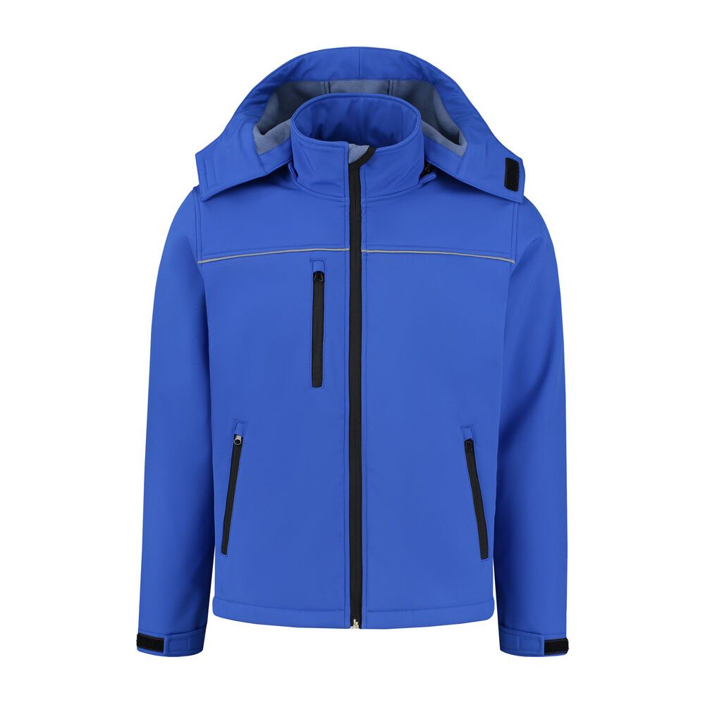 Softshell basic met capuchon korenblauw maat XXL