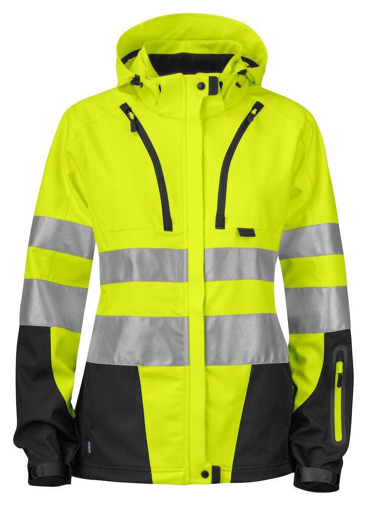 Projob 6423 ONGEVOERDE SIGNALISATIE SOFTSHELL EN ISO 20471 KLASSE 3 DAMES