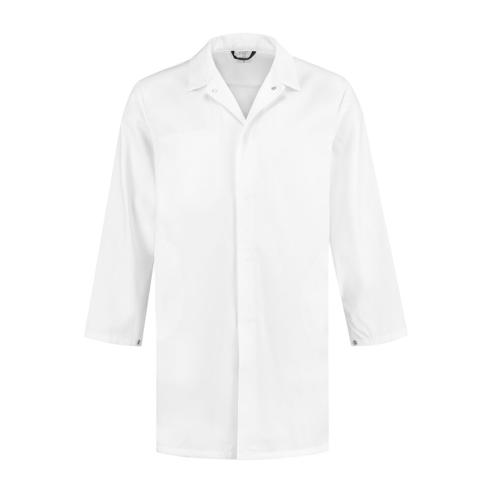 Foodstofjas (lang) wit maat L