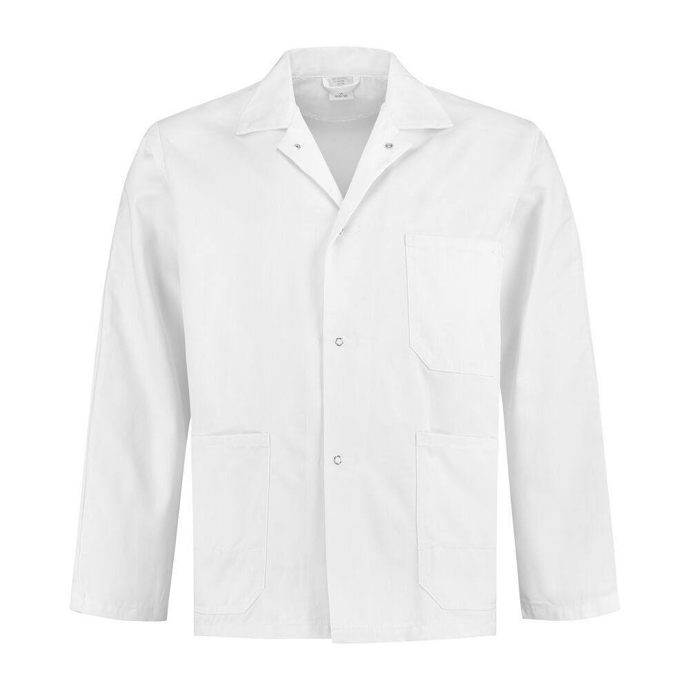 Werkjasje polyester/katoen wit maat M