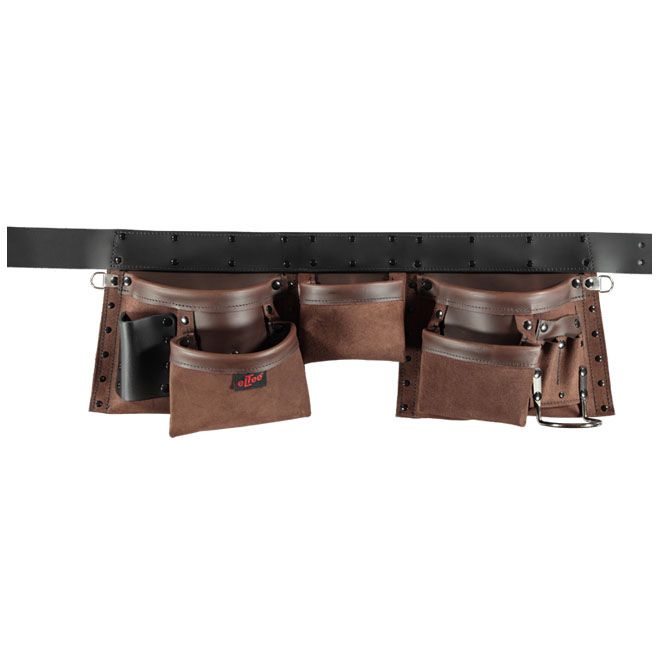 Dubbele gereedschapsgordel 8 vakken met gereedschapskoord ringen, hamerhouder en ratelhouder | CAH-D | Eltee